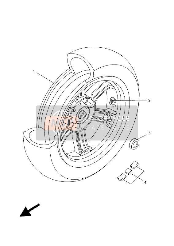 Yamaha VP250 2015 HINTERRAD für ein 2015 Yamaha VP250